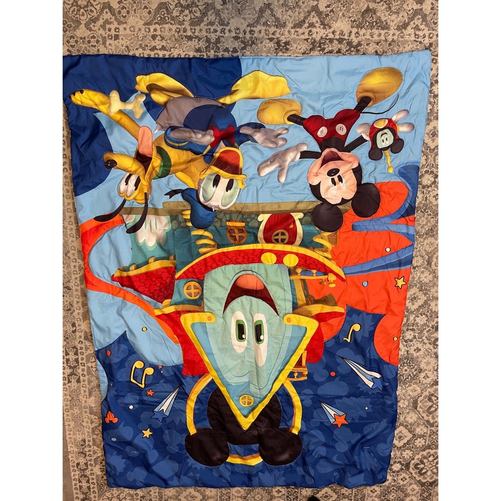 Disney Mickey Mouse Clubhouse Toddler Comforter Blanket Blue Quilt Pluto Donald